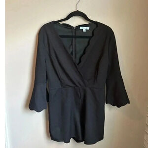 She + Sky Black Scalloped Jumpsuit